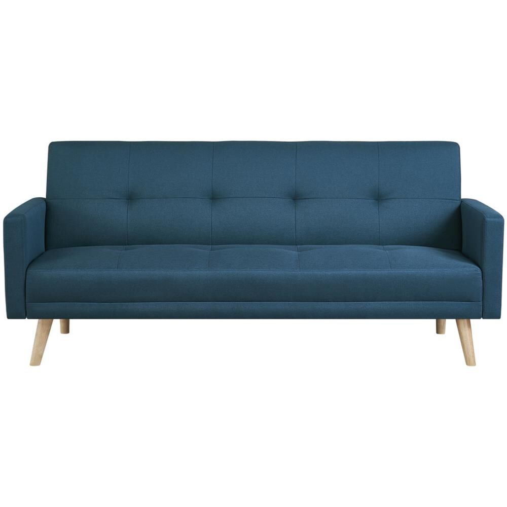 Wooden Divano Scandinavo Convertibile 3 Posti In Tessuto Blu - Foto 1