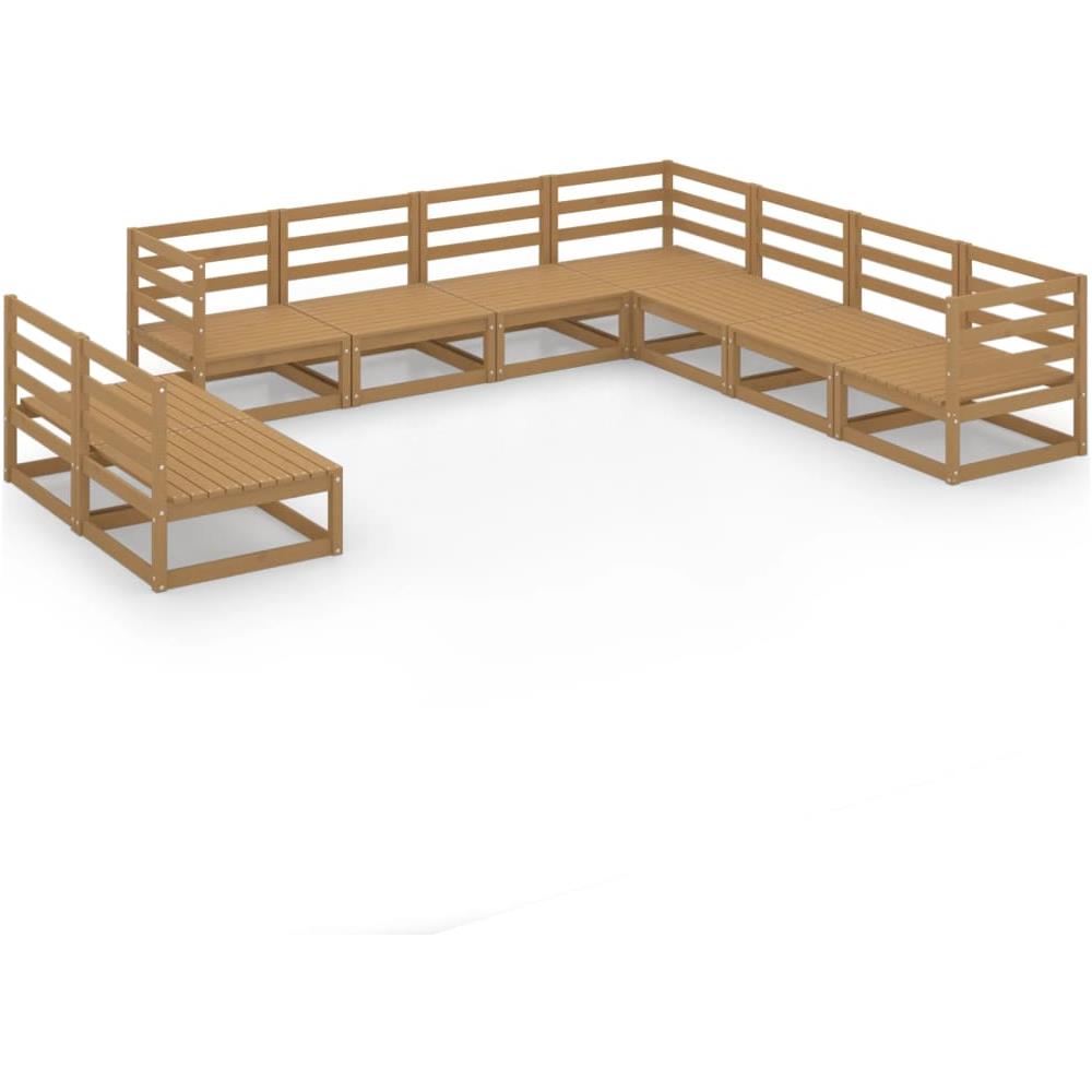 Set Divani Da Giardino 9 Pz Marrone Miele In Massello Di Pino - Foto 2