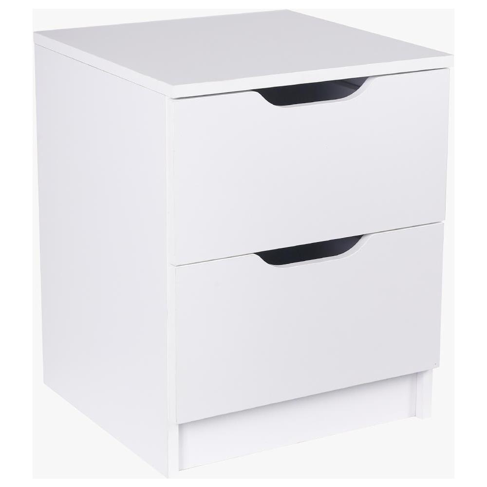 Comodino Mobiletto Cassettiera 2 Cassetti Design Moderno In Legno Mdf Bianco - Foto 2