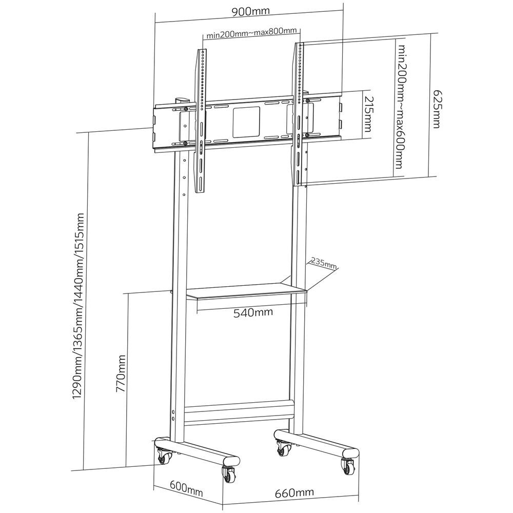 Supporto Da Pavimento Tv Lcd /led 50-90'' Altezza Regolabile Con Mensola - Foto 3