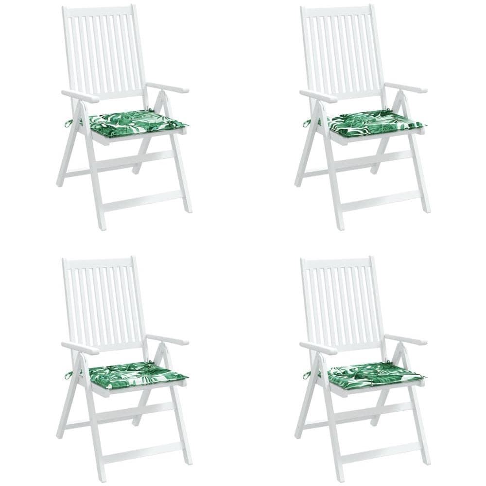 Cuscini Per Sedia 4 Pz Motivo A Foglie 40x40x3 Cm Tessuto - Foto 3