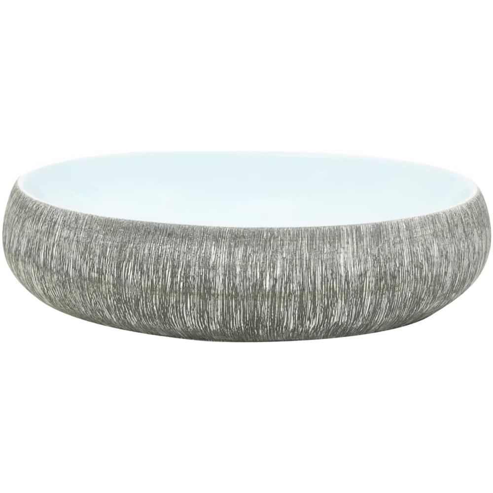 Lavabo Da Appoggio Grigio E Blu Ovale 59x40x15 Cm Ceramica - Foto 3
