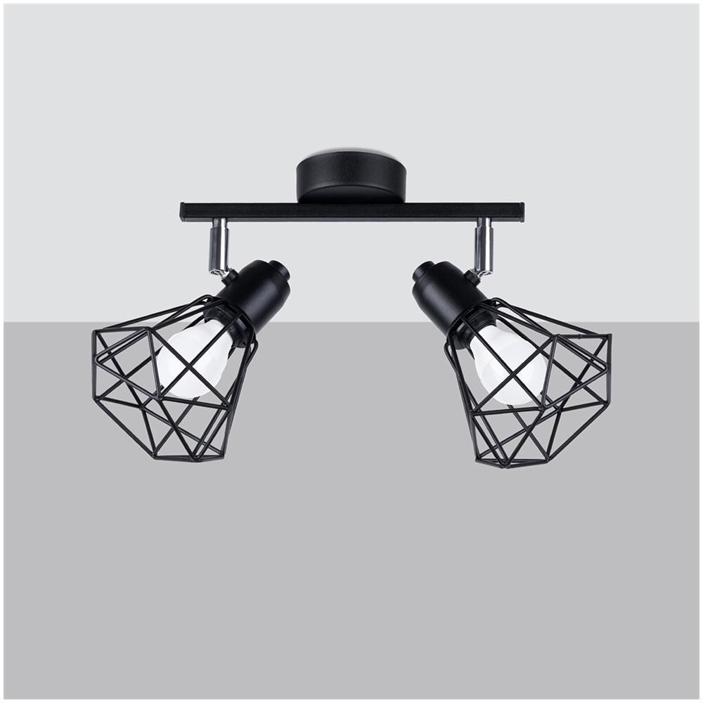 Sollux Lighting Lampada Da Soffitto Artemis 2 Nero Sl.1106 - Moderno Lampade Da Soffitto Nero 19x31x17 Cm - Foto 2