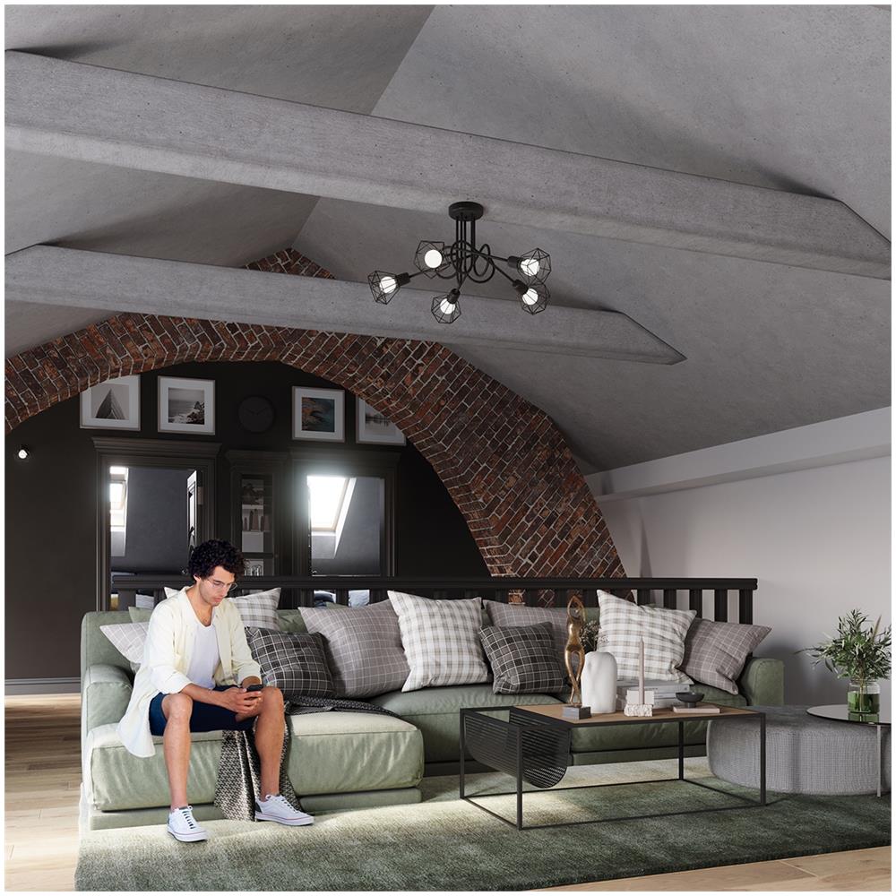 Sollux Lighting Lampada Da Soffitto Artemis 2 Nero Sl.1106 - Moderno Lampade Da Soffitto Nero 19x31x17 Cm - Foto 7