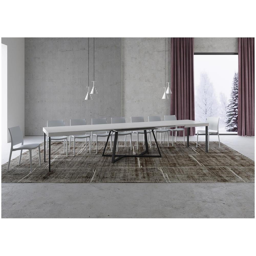 Tavolo allungabile 90x140/400 cm Booster bianco frassino gambe antracite - Foto 4