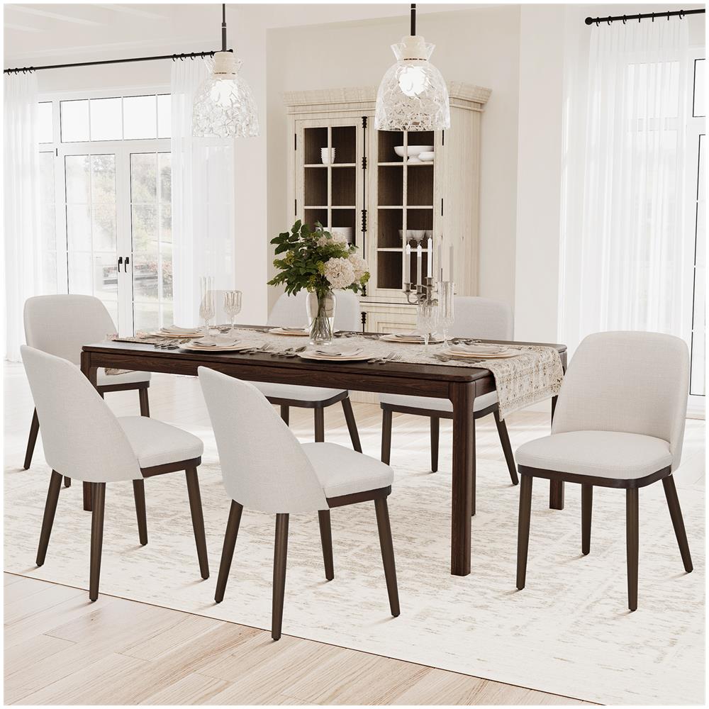Set Da 2 Sedie Da Pranzo Sedie Design Con Rivestimento In Tessuto E Gambe In Legno Massello, Ideali Per Soggiorno, Cucina O Sala Da Pranzo Beige - Foto 8