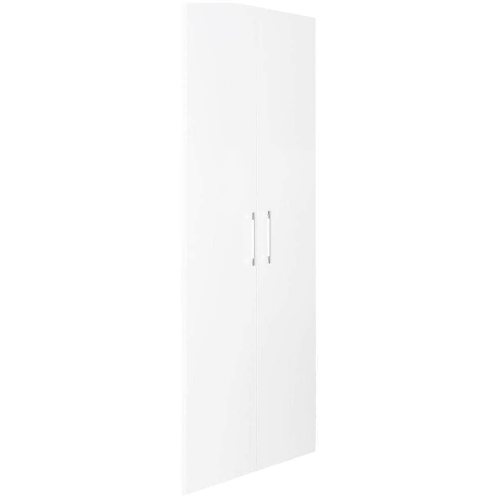 Armadio 2 Ante Battenti, Bianco Frassinato, Cm 91x247x58, Con Tubo Appendiabiti - Foto 3