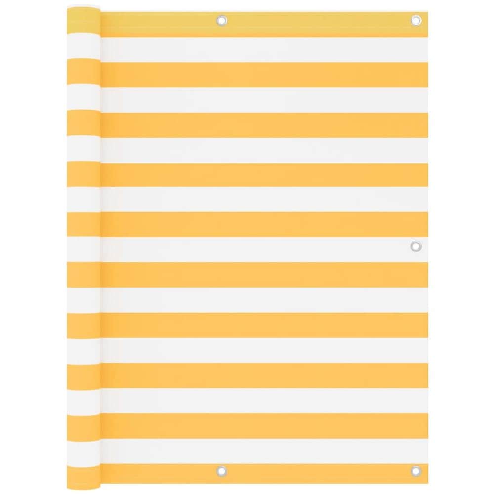 Paravento Balcone Bianco e Giallo 120x600 cm Tessuto Oxford - Foto 1