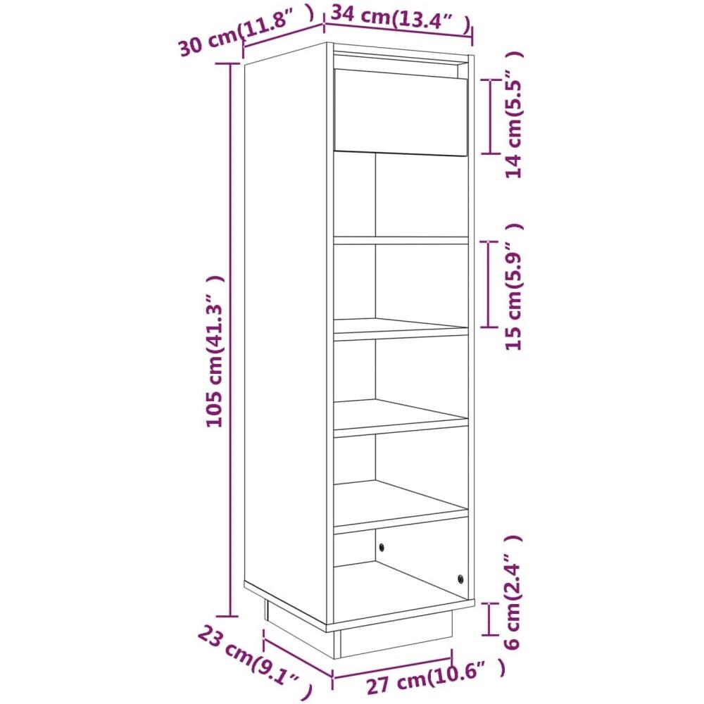 Scarpiera Miele 30x34x105 cm in Legno Massello di Pino - Foto 2