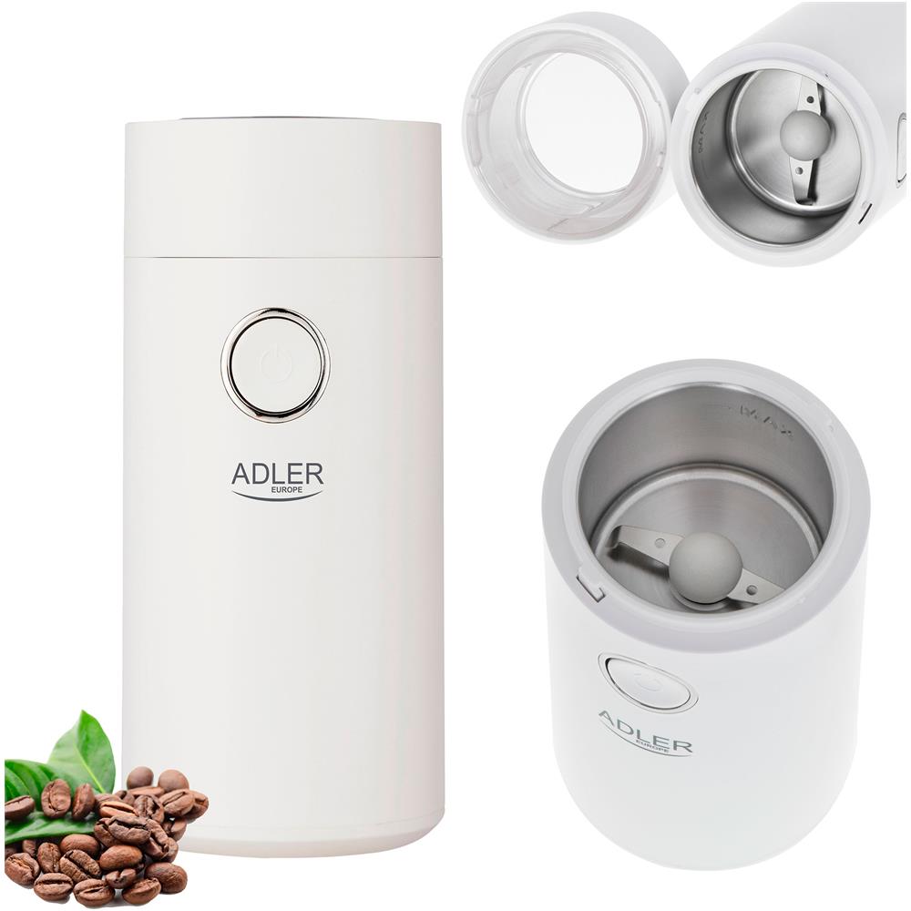 Macinacaffè Elettrico Acciaio Inossidabile Capacità 75g 150w Colore Bianco / Argento - Foto 2