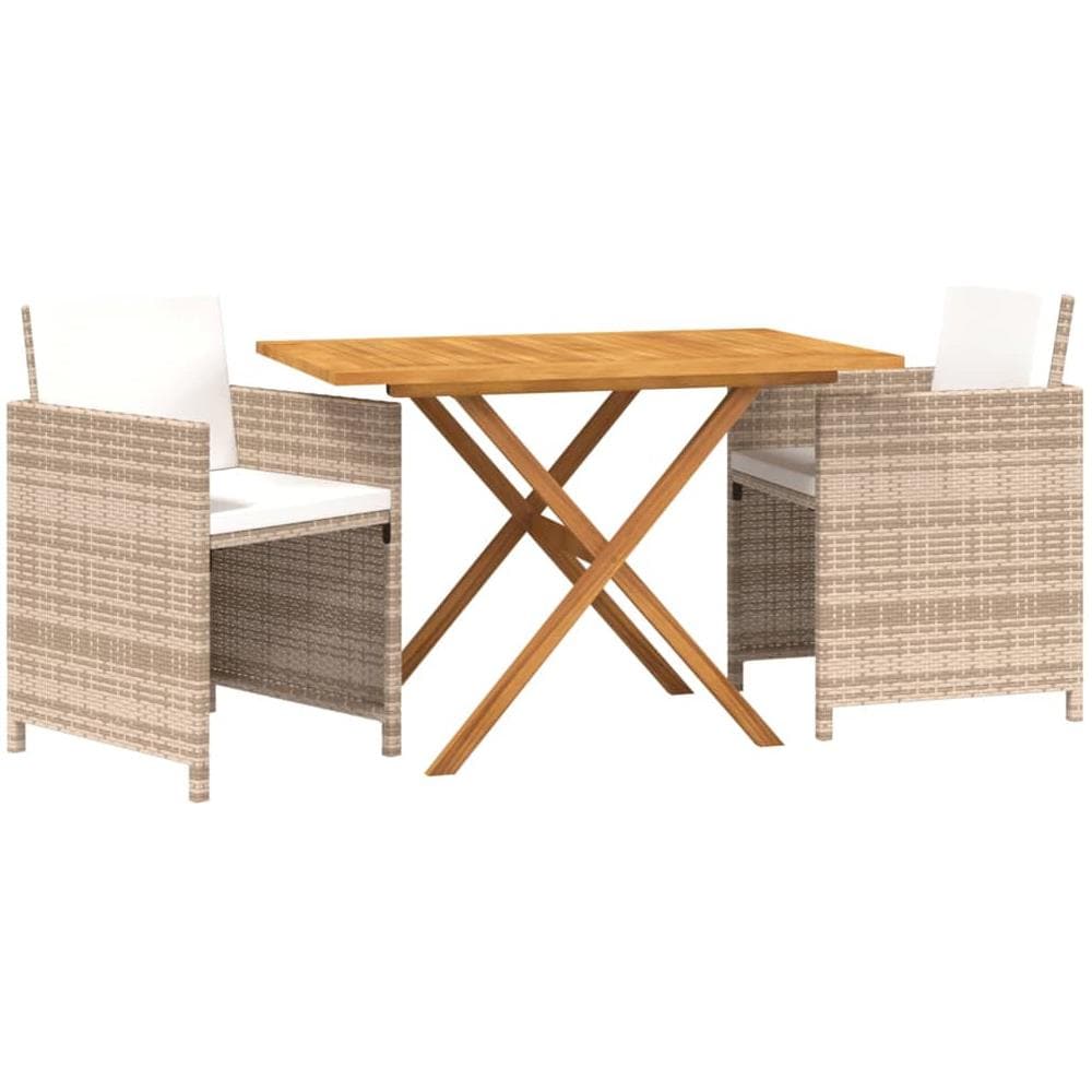 Set Da Pranzo Per Giardino 3 Pz Con Cuscini Beige - Foto 3