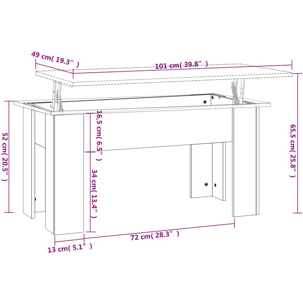 Tavolino Da Salotto Nero 101x49x52 Cm In Legno Multistrato - Foto 7