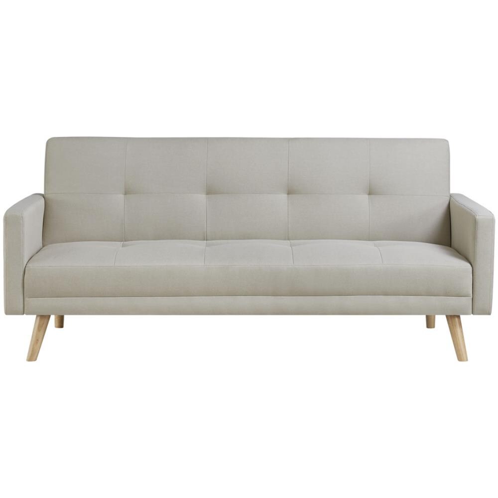 Wooden Divano Scandinavo Convertibile 3 Posti In Tessuto Beige - Foto 1