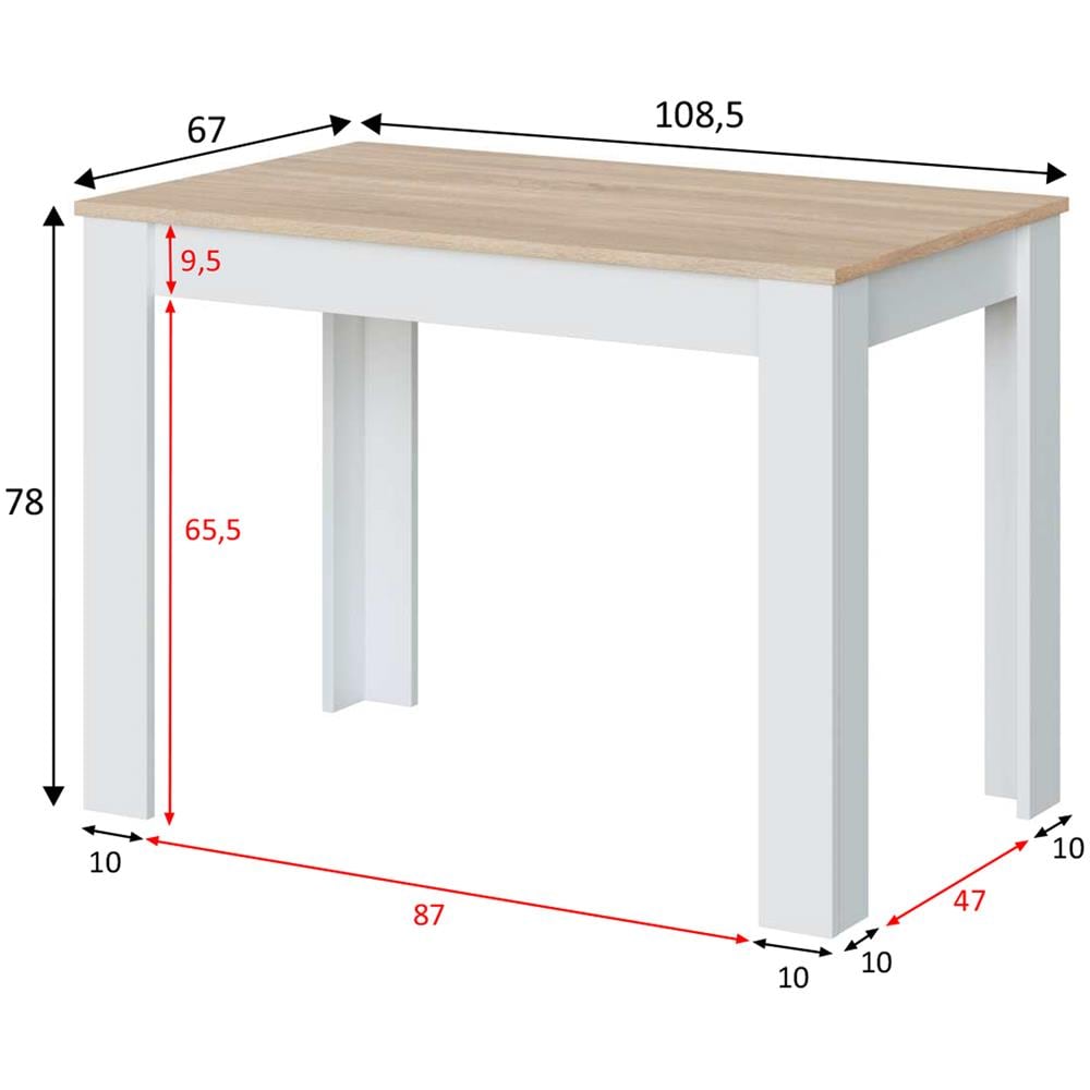 Tavolo Fisso Silo Quercia E Colore Bianco, Tavolo Da Cucina, 109 Cm (larghezza) 67 Cm (profondità) 78 Cm (altezza) - Foto 3