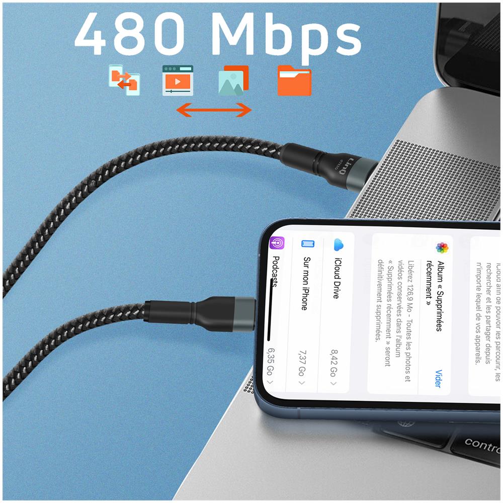 Cavo Da Usb-c A Lightning Power Delivery 27w Carica Rapida 2 Metri Nero - Foto 2