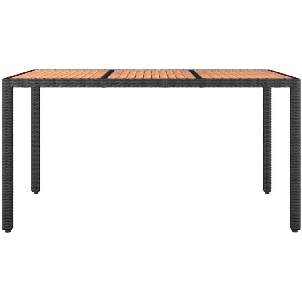 Tavolo Da Giardino Piano Legno Nero Polyrattan Massello Acacia - Foto 3