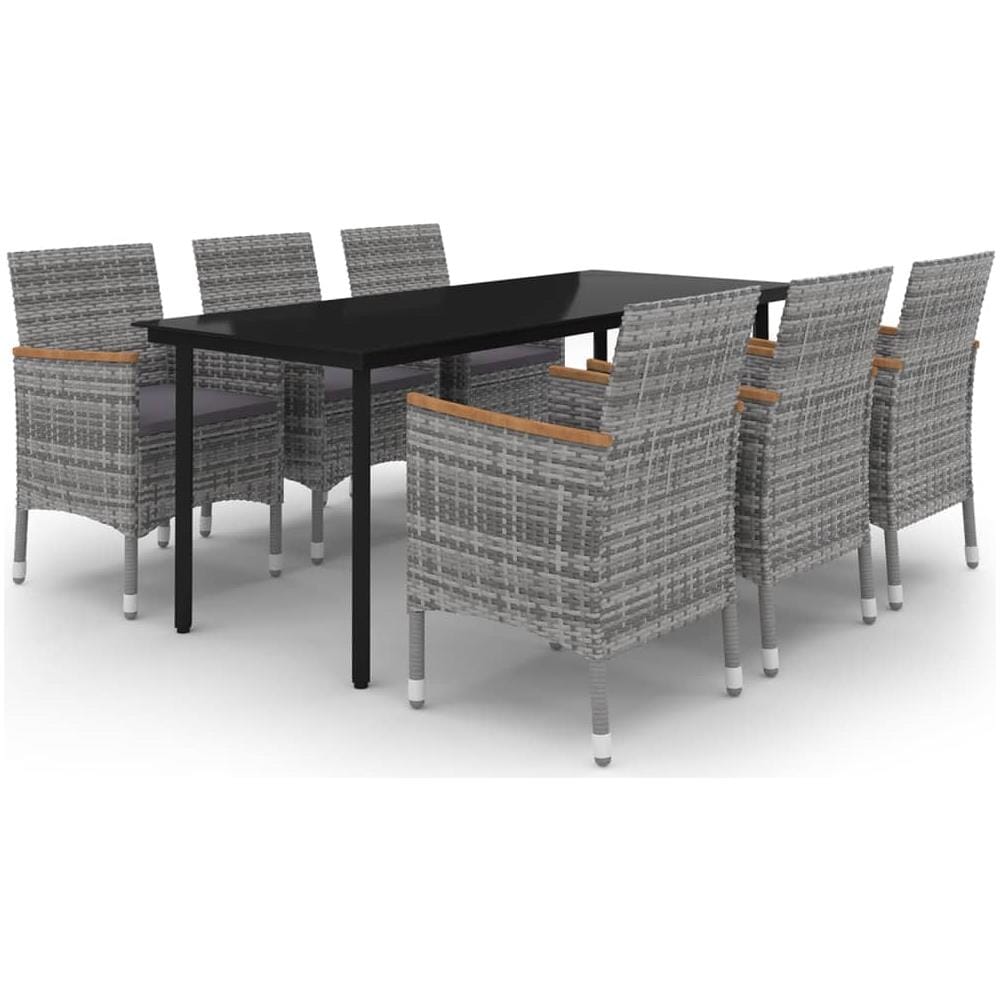 Set Da Pranzo Da Giardino Con Cuscini 7 Pz Polyrattan E Vetro - Foto 2