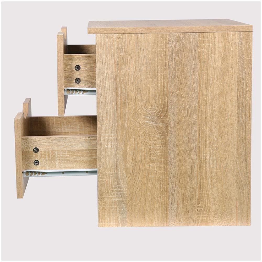 Comodino Mobiletto Cassettiera 2 Cassetti Design Moderno In Legno Mdf Rovere - Foto 2