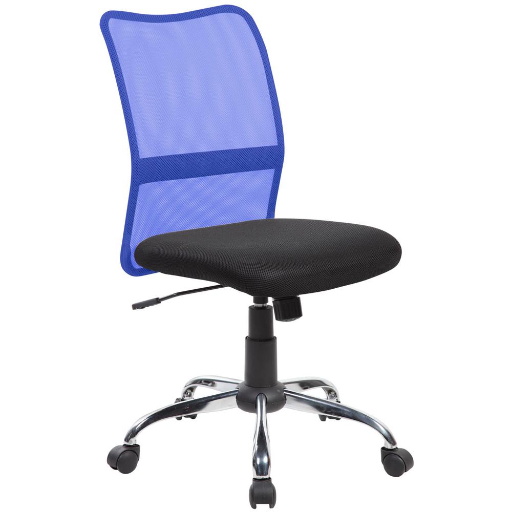 Sedia Da Ufficio Bomaderry, Sedia Operativa A Rete, Seduta Ergonomica Da Ufficio, 57x46h90/100 Cm, Nero E Blu - Foto 1