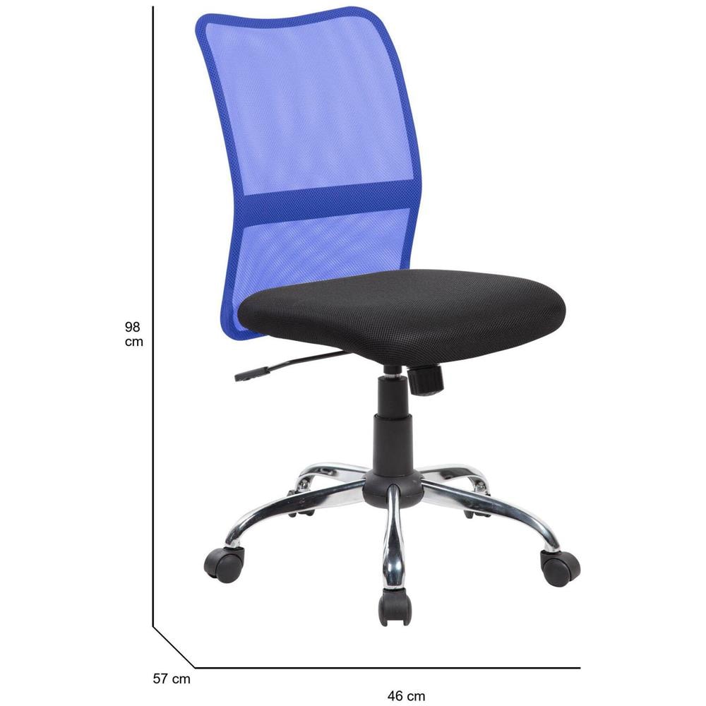 Sedia Da Ufficio Bomaderry, Sedia Operativa A Rete, Seduta Ergonomica Da Ufficio, 57x46h90/100 Cm, Nero E Blu - Foto 2