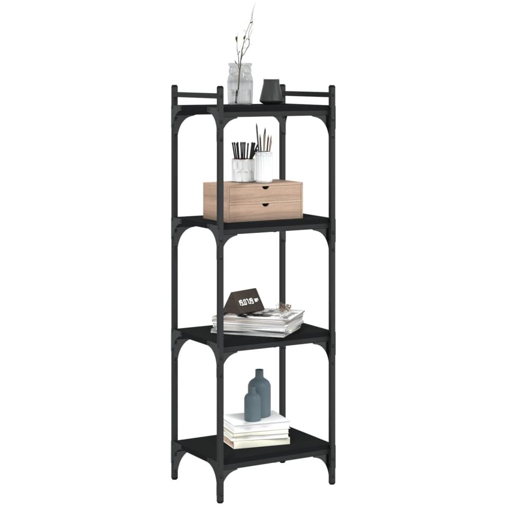 Libreria A 4 Ripiani Nera 40x30x120 Cm In Legno Multistrato - Foto 3