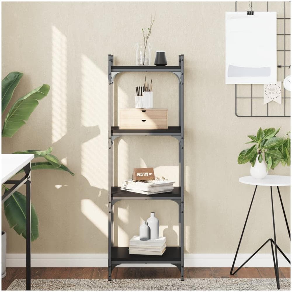 Libreria A 4 Ripiani Nera 40x30x120 Cm In Legno Multistrato - Foto 1