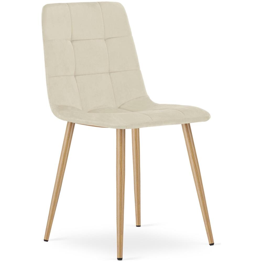 Sedia PYRA - Moderna in velluto beige chiaro x 3 - Foto 2