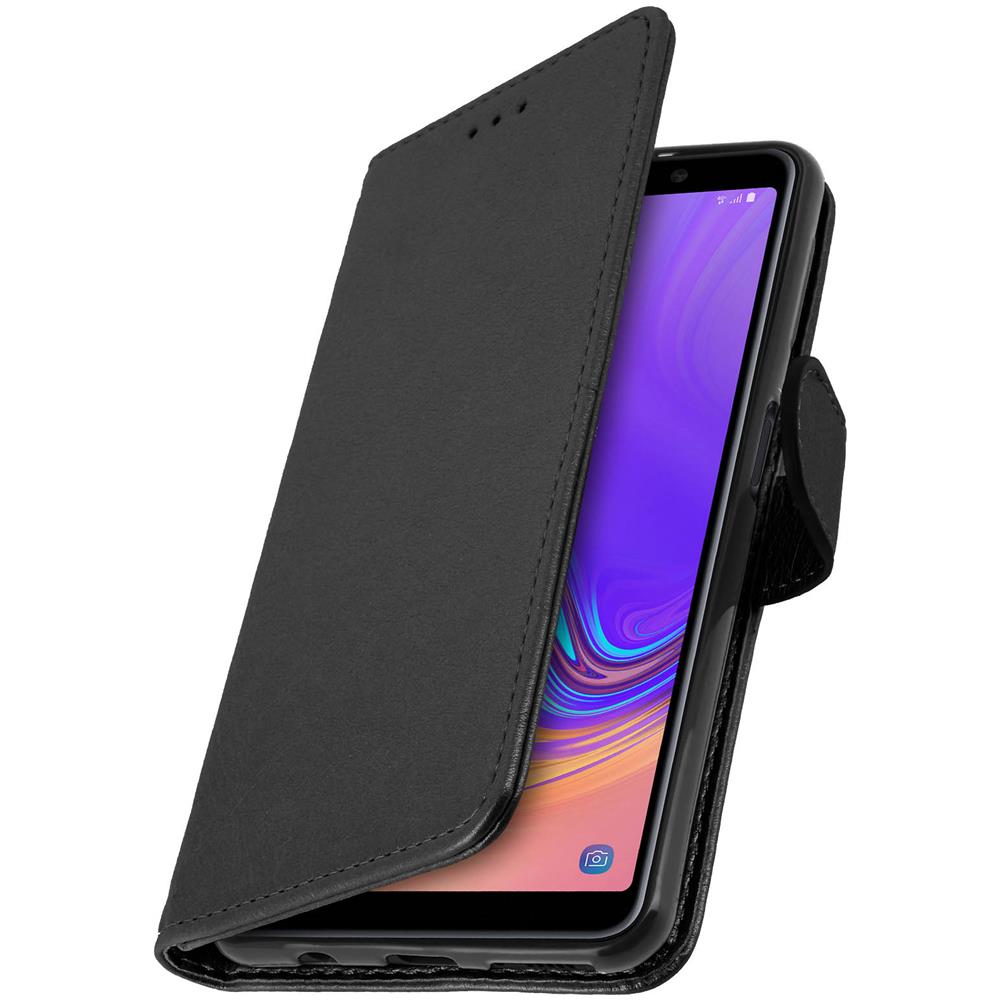Custodia Galaxy A7 2018 Portacarte Funzione Supporto Cover Silicone - Nera - Foto 2