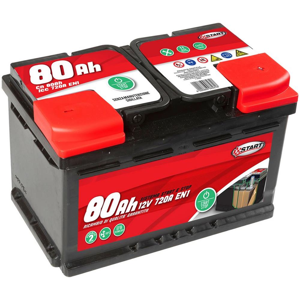 Batteria Stop& 80ah 12v 720a (en1) Sigillata Polo Destro Cassetta L3 - Foto 2