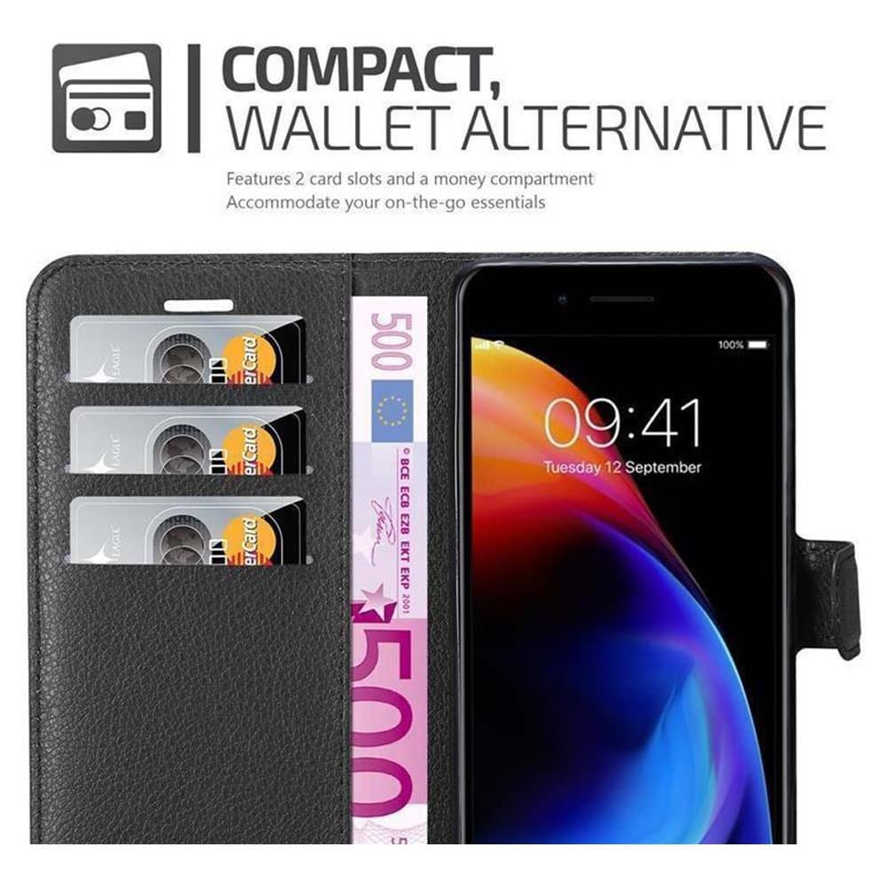 Cadorabo Custodia Compatibile Con Apple Iphone 8 Plus / 7 Plus / 7s Plus In Nero Carbone - Coperchio Protettiva Con Chiusura Magnetica, Funzione Stand E Tasca Per Le Carte - Foto 5