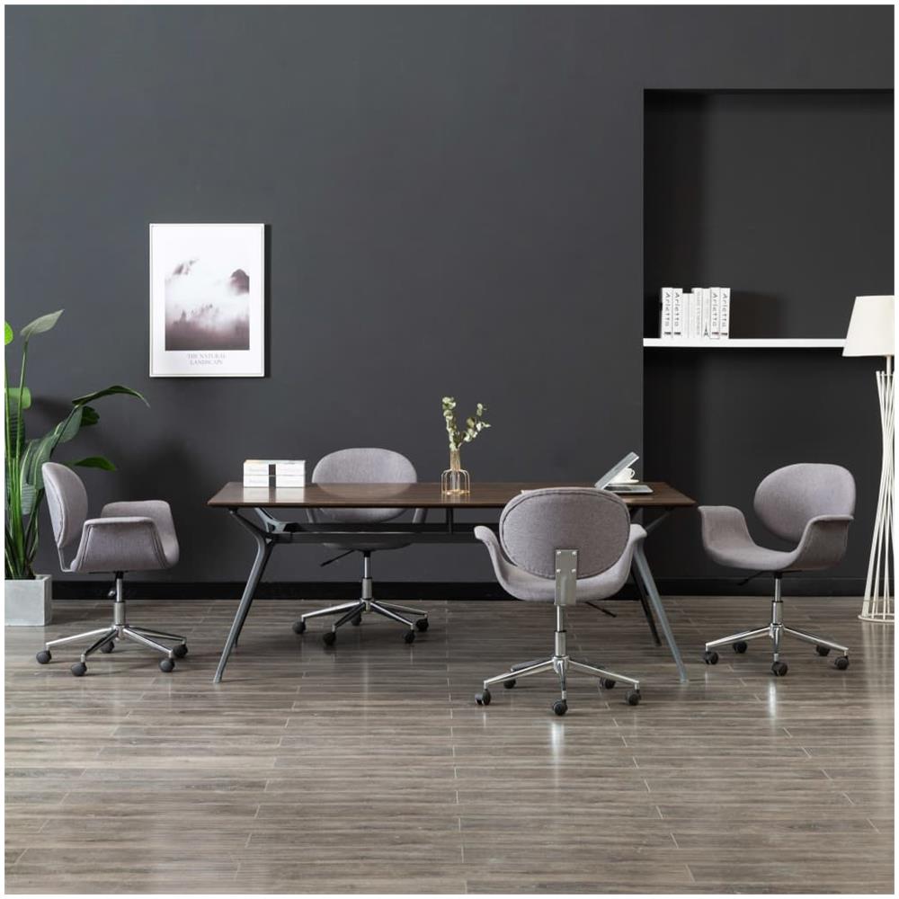 Sedie Da Pranzo Girevoli 4 Pz Grigie In Tessuto - Foto 1