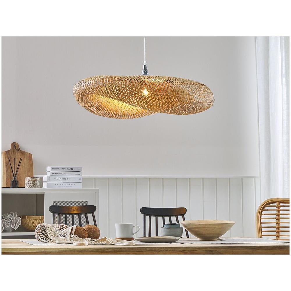 Lampadario In Legno Di Bambù Marrone Chiaro Boyne S - Foto 2