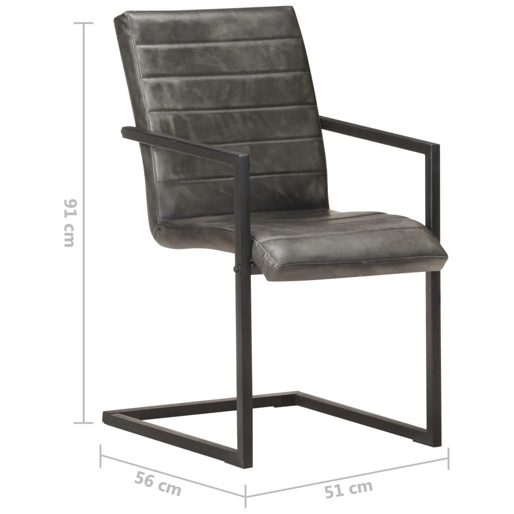 Sedie Da Pranzo A Sbalzo 2 Pz Grigie In Vera Pelle - Foto 7