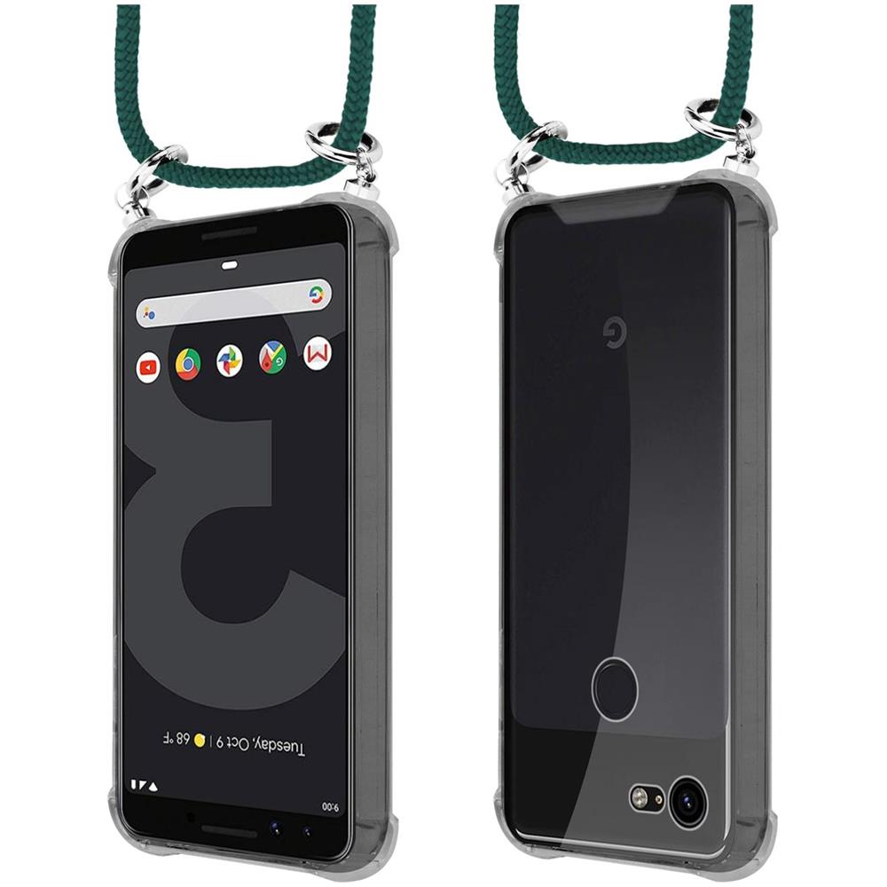 Catena Di Telefoni Cellulari Compatibile Con Google Pixel 3 In Verde Armata - Coperchio Protettivo In Silicone Con Anelli D'argento, Cinturino In Corda E Custodia Staccabile - Foto 8