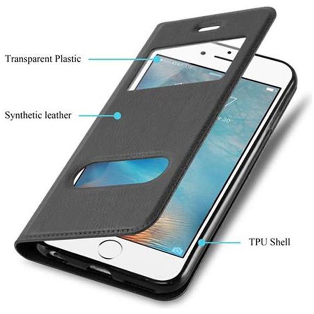 Cadorabo Custodia Compatibile Con Apple Iphone 6 / Iphone 6s In Nero Cometa - Coperchio Protettivo Con Chiusura Magnetica, Funzione Stand E 2 Finestre Di Visualizzazione - Foto 7