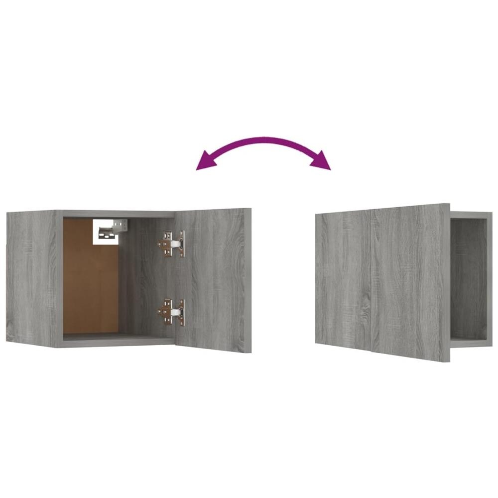 Set Di Mobili Tv A Parete Grigio Sonoma In Legno Multistrato - Foto 8