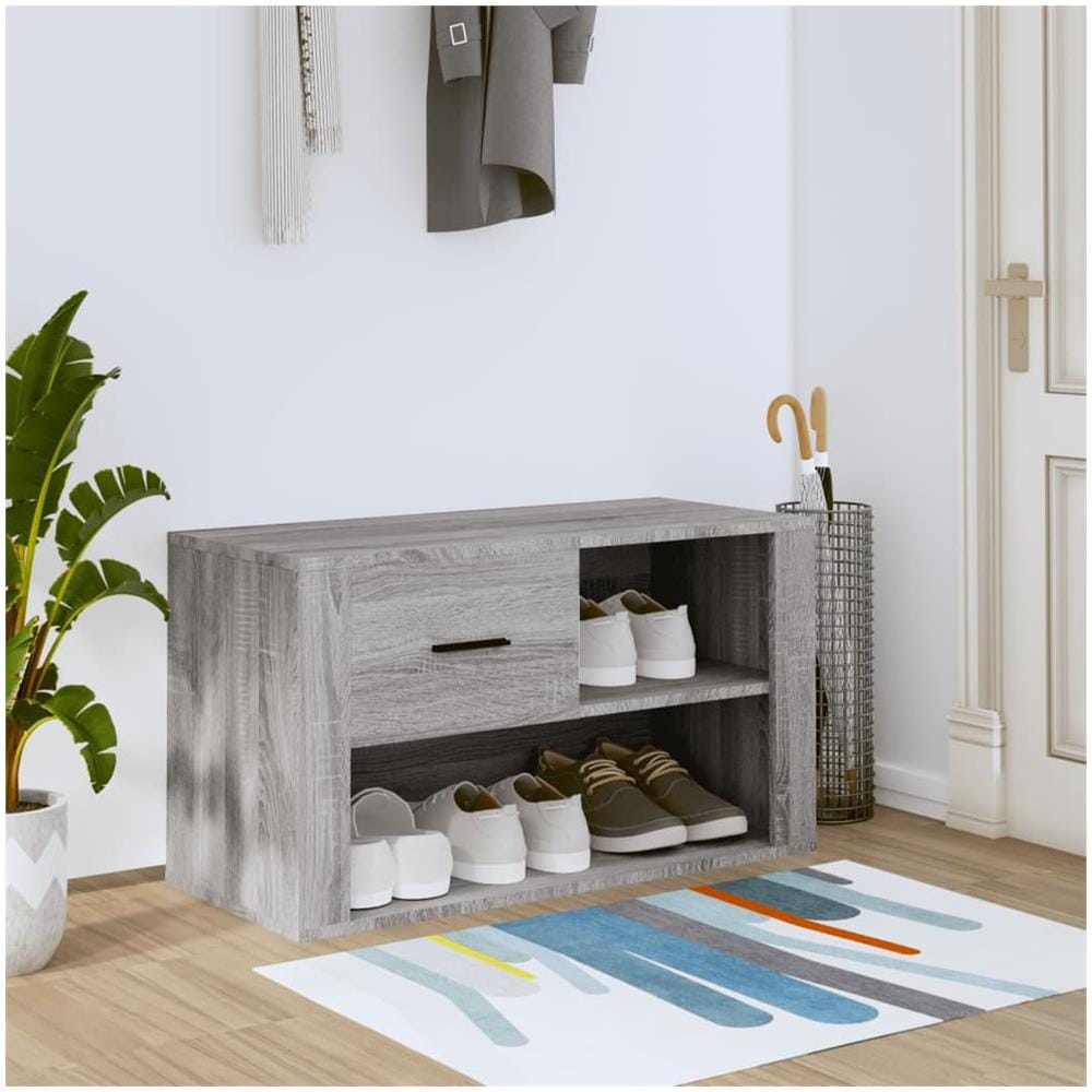 Scarpiera Grigio Sonoma 80x35x45 Cm In Legno Multistrato - Foto 1