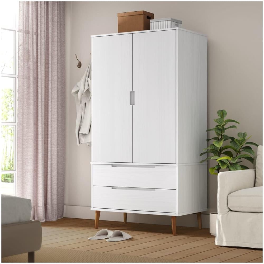 Armadio Bianco 90x55x175 Cm In Legno Massello Di Pino - Foto 1