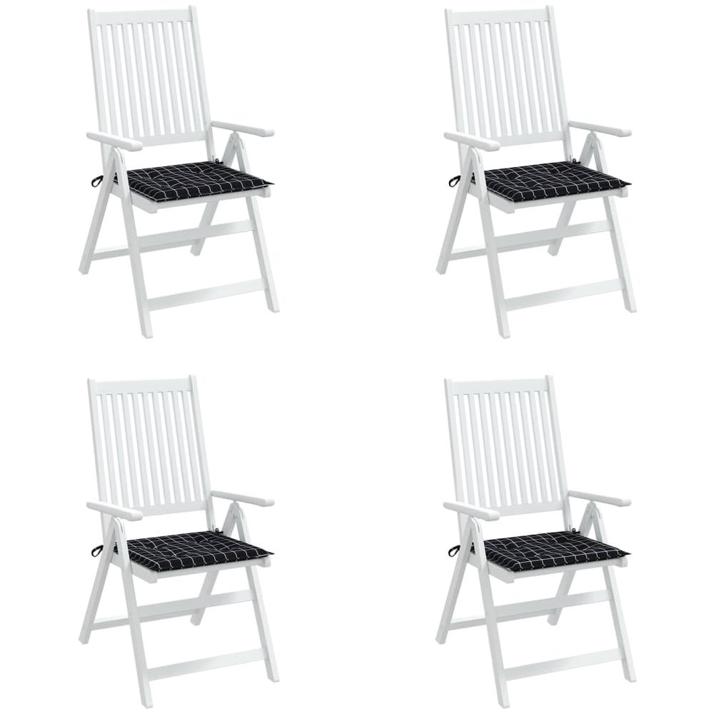 Cuscini Sedia Giardino 4pz Motivo Quadri Nero 40x40x3cm Tessuto - Foto 3