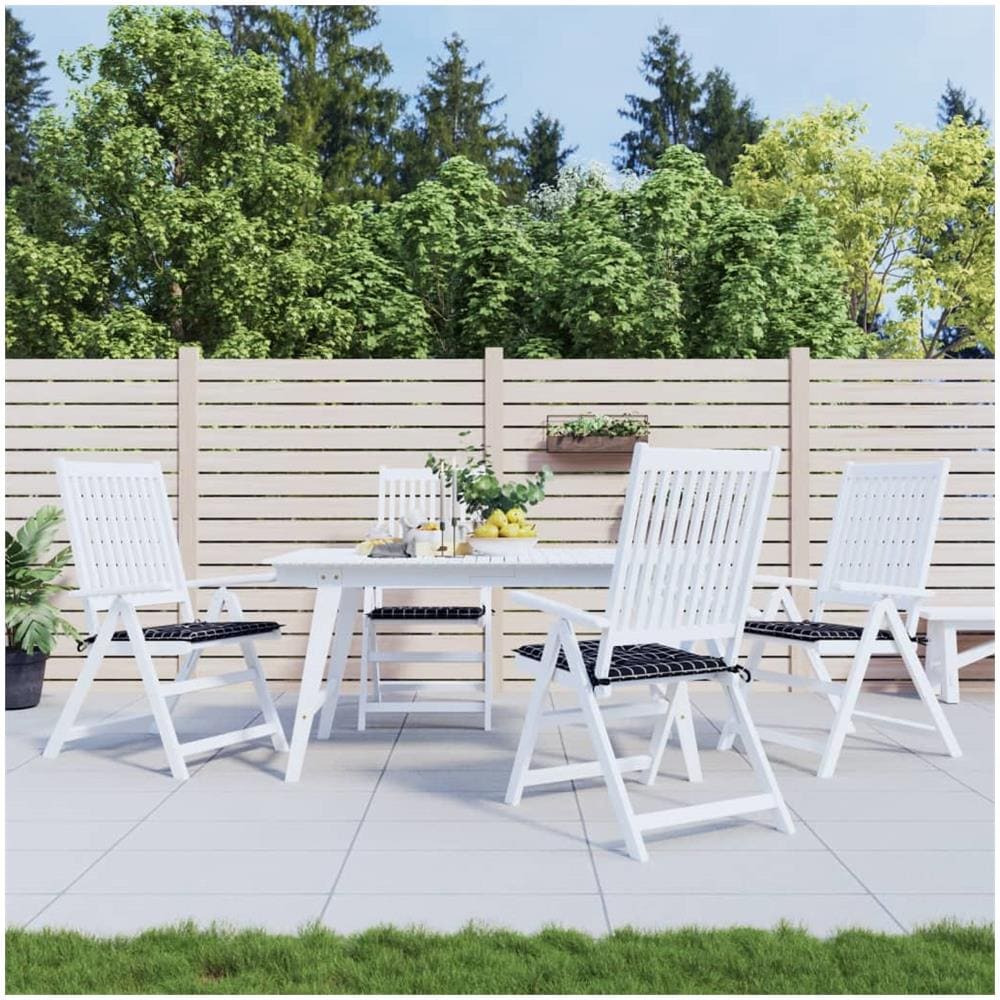 Cuscini Sedia Giardino 4pz Motivo Quadri Nero 40x40x3cm Tessuto - Foto 1