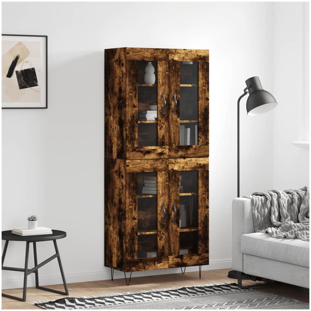 Credenza Rovere Fumo 69,5x34x180 Cm In Legno Multistrato - Foto 1