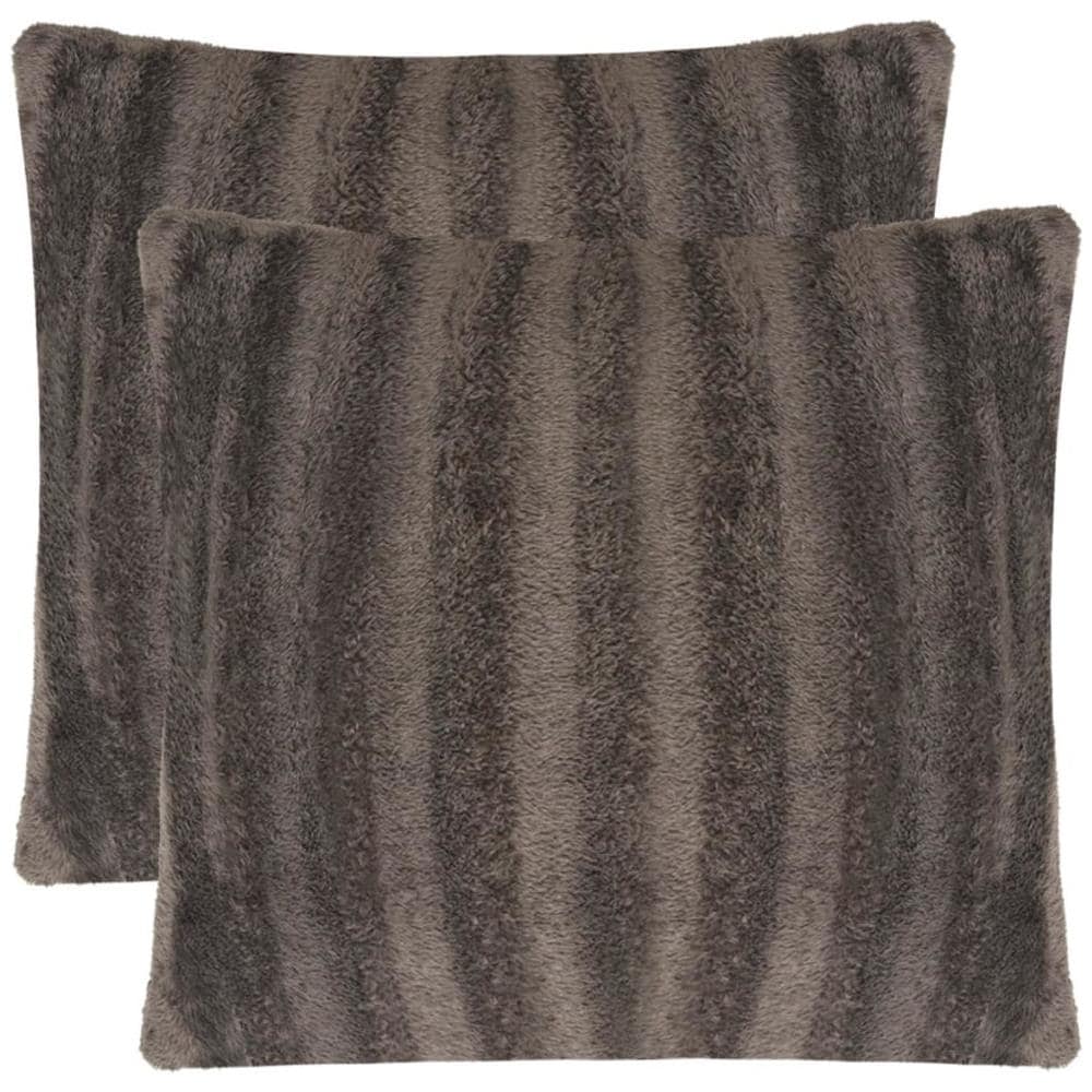 2 Pz Fodere Per Cuscini In Pelliccia Sintetica 50x50 Cm Grigie - Foto 1