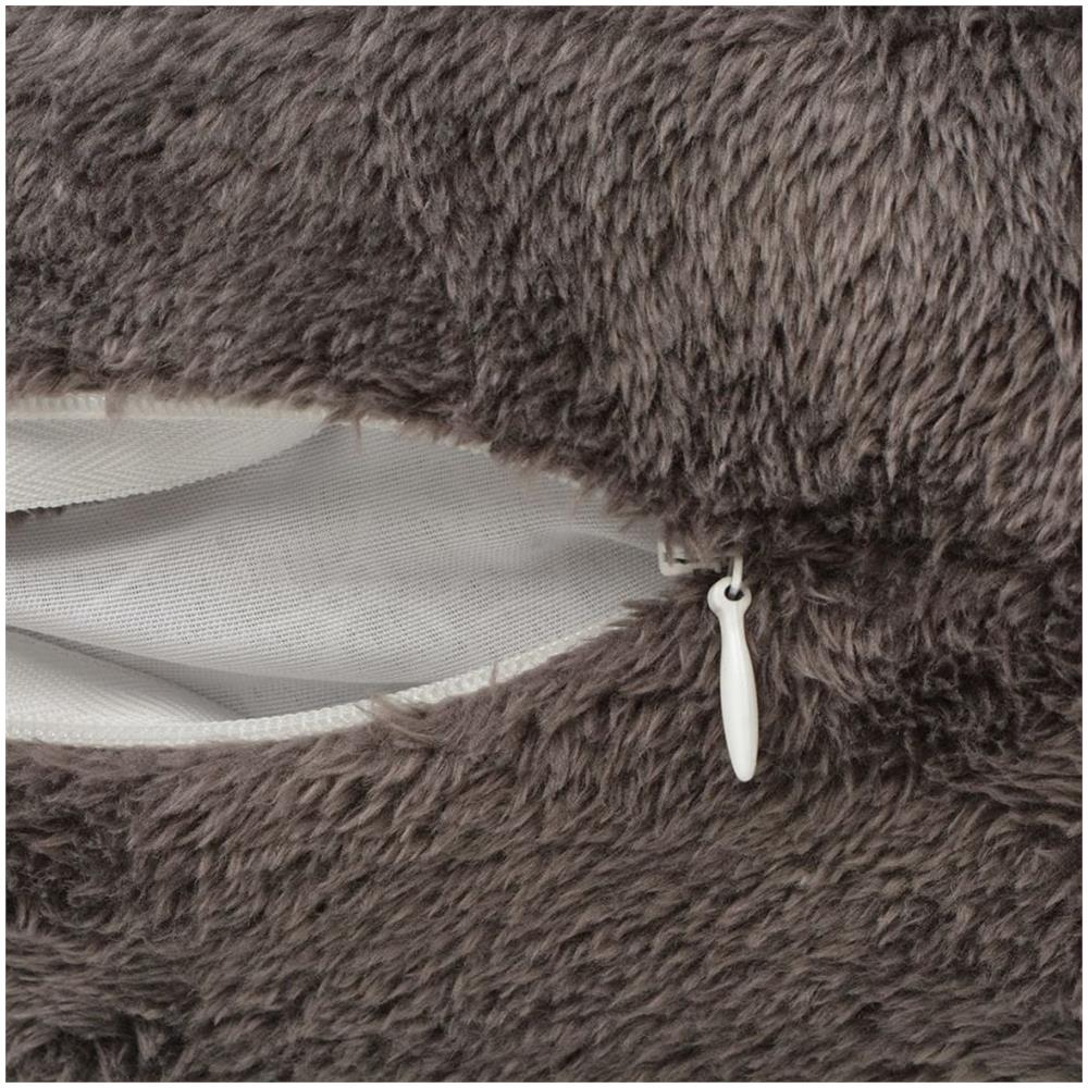 2 Pz Fodere Per Cuscini In Pelliccia Sintetica 50x50 Cm Grigie - Foto 2
