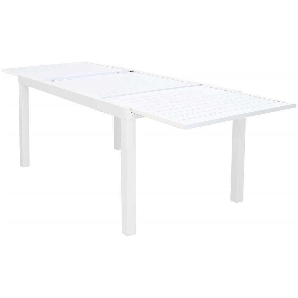 Set Tavolo Giardino Rettangolare Allungabile 160/240 X 90 Con 8 Sedie In Alluminio Bianco E Textilene Da Esterno - Foto 4