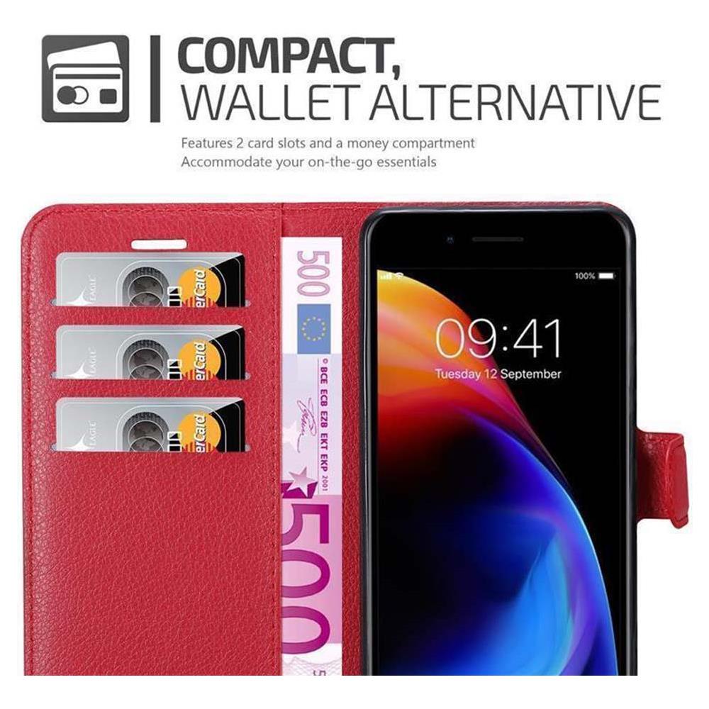 Cadorabo Custodia Compatibile Con Apple Iphone 8 Plus / 7 Plus / 7s Plus In Rosso Carminio - Coperchio Protettiva Con Chiusura Magnetica, Funzione Stand E Tasca Per Le Carte - Foto 5