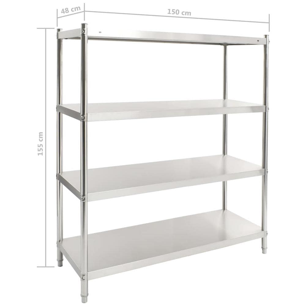 Scaffale Da Cucina A 4 Livelli 150x48x155 Cm In Acciaio Inox - Foto 5