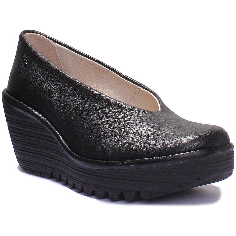 Yaz Cuneo Scarpe Di Cuoio Nero Per Le Donne - Foto 1