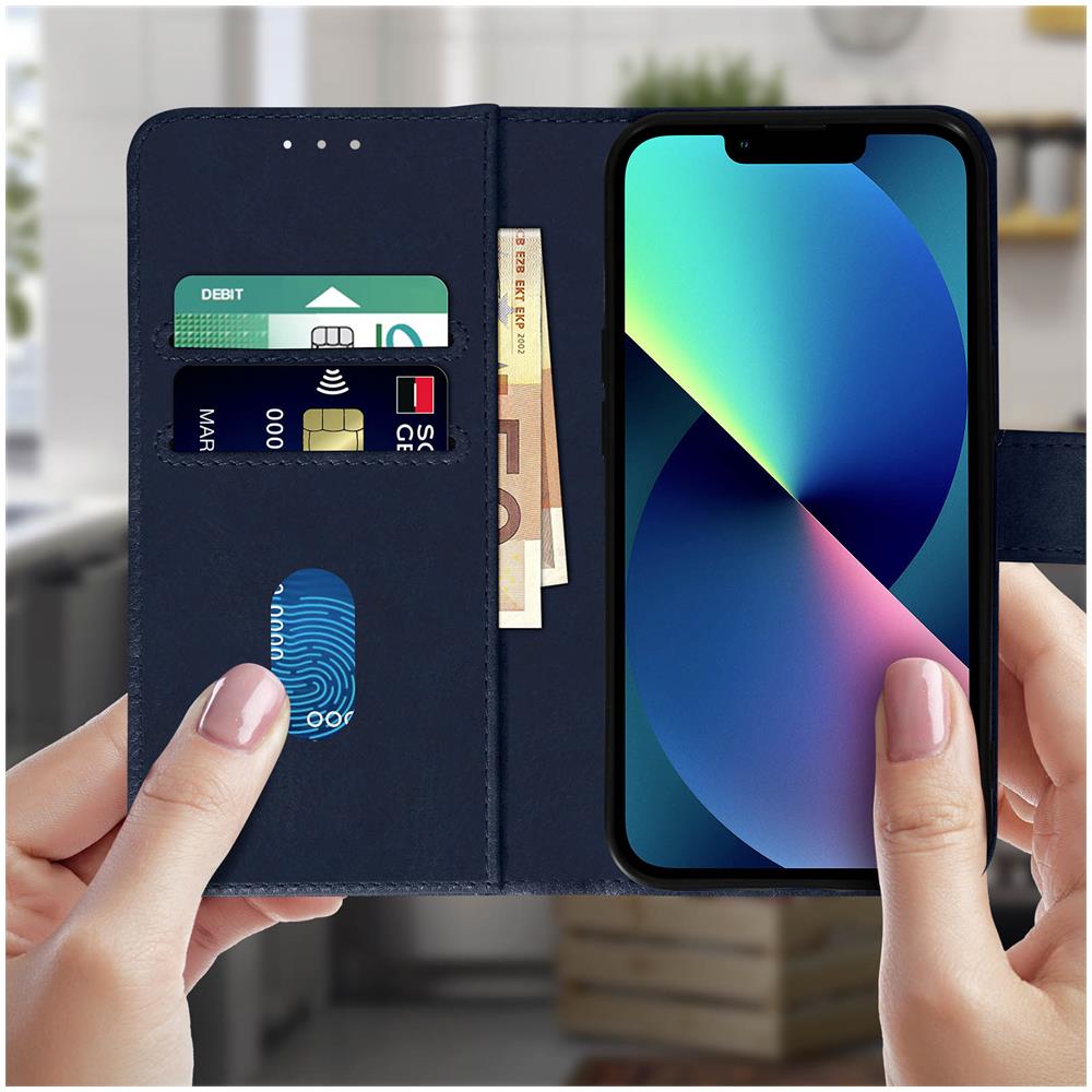 Custodia Per Iphone 13 Mini Con Portacarte E Funzione Supporto Blu Notte - Foto 2