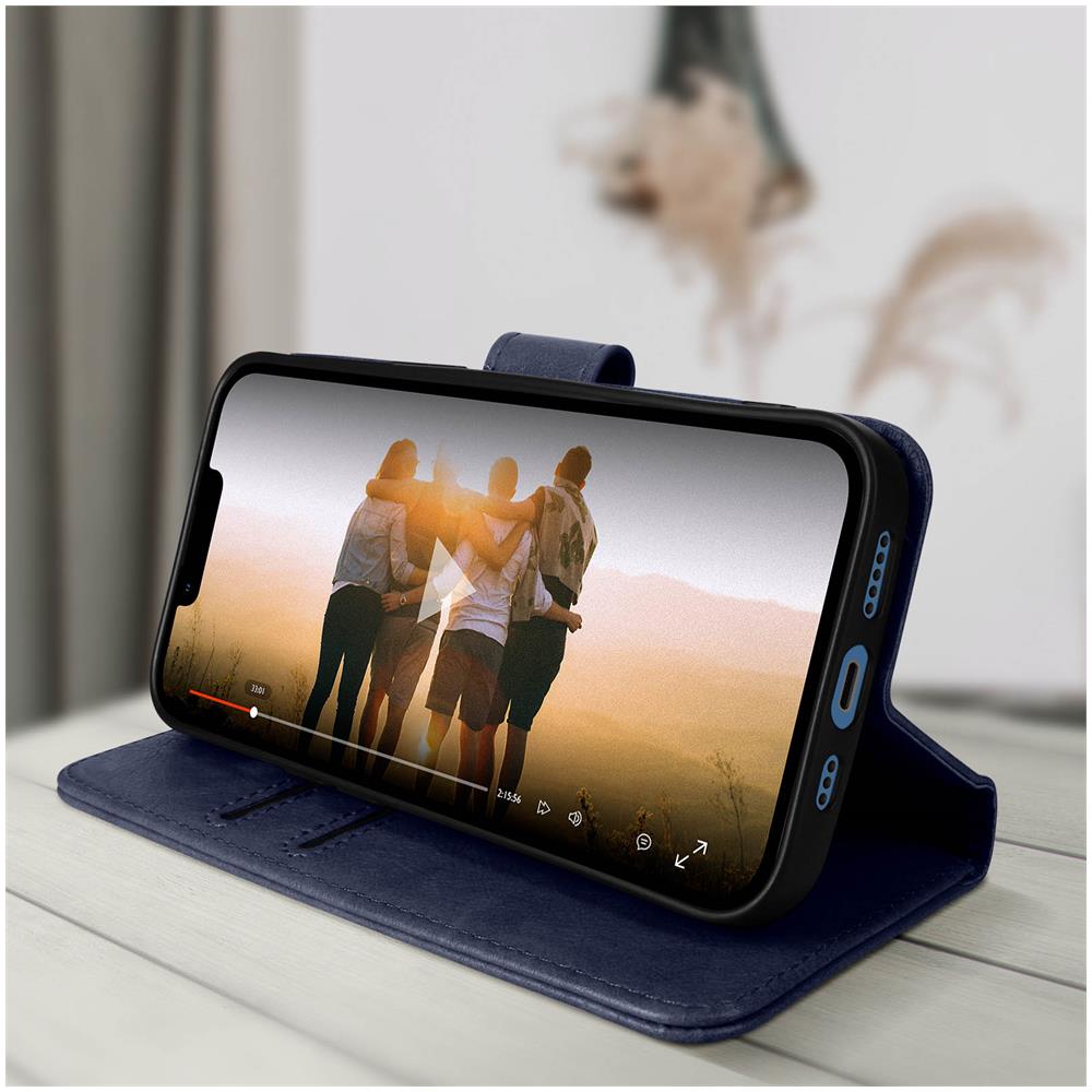 Custodia Per Iphone 13 Mini Con Portacarte E Funzione Supporto Blu Notte - Foto 5