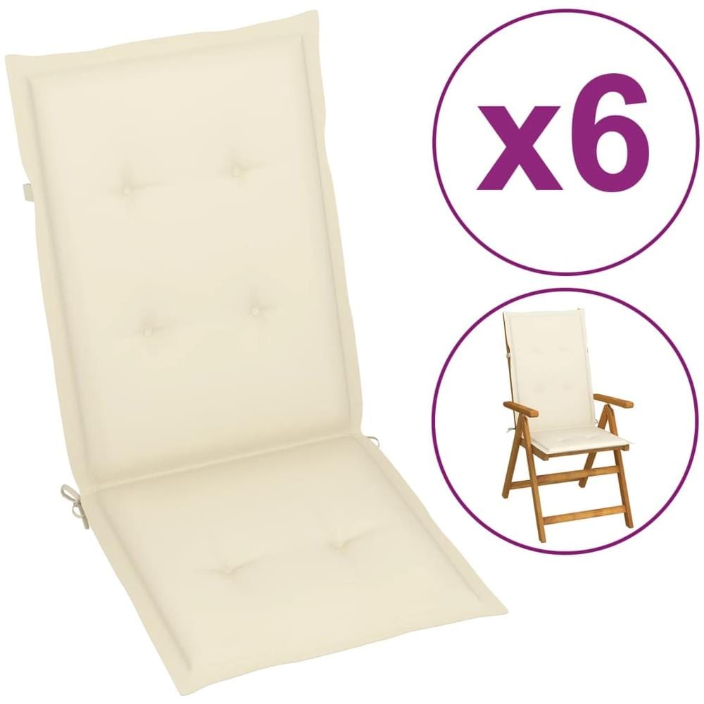 Cuscini per Sedie da Giardino 6 pz Crema 120x50x4 cm - Foto 1